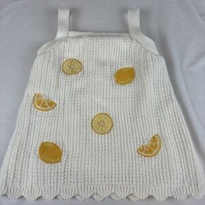 C&C California Kids White Knit Lemon Embroidered Tank Top Scalloped Hem 12M